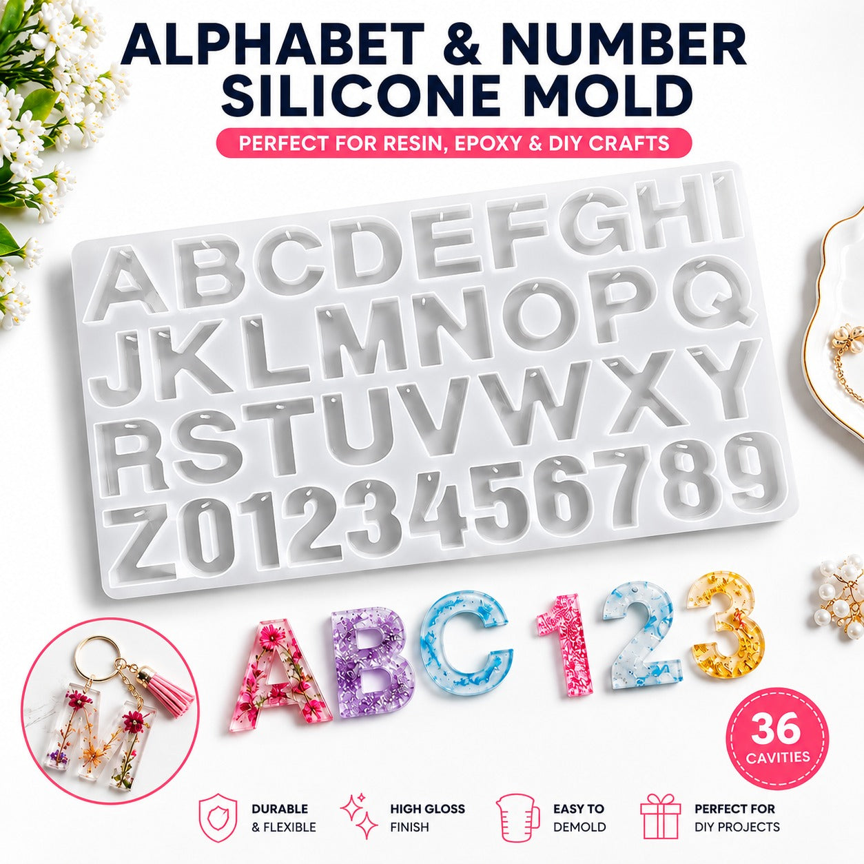 Alphabet & Number Silicone Resin Mold