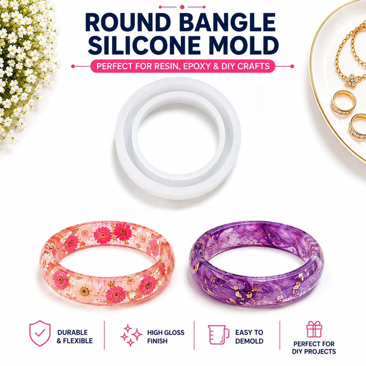 Round Bangle Silicone Resin Mold