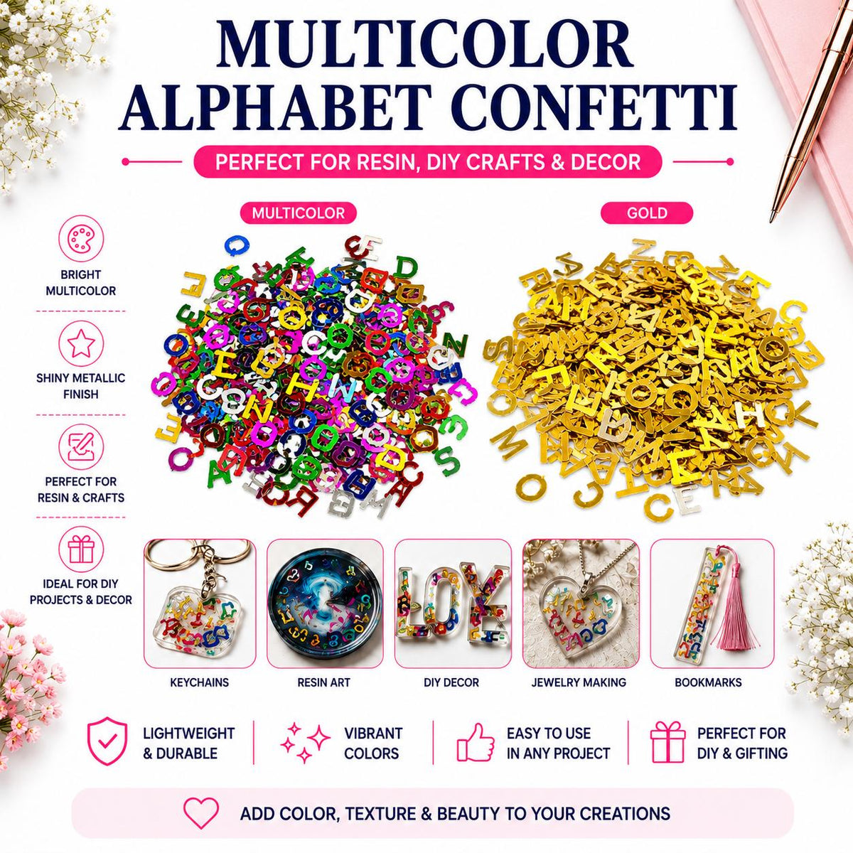 Multicolor Alphabet Confetti for Resin Crafts - 30g
