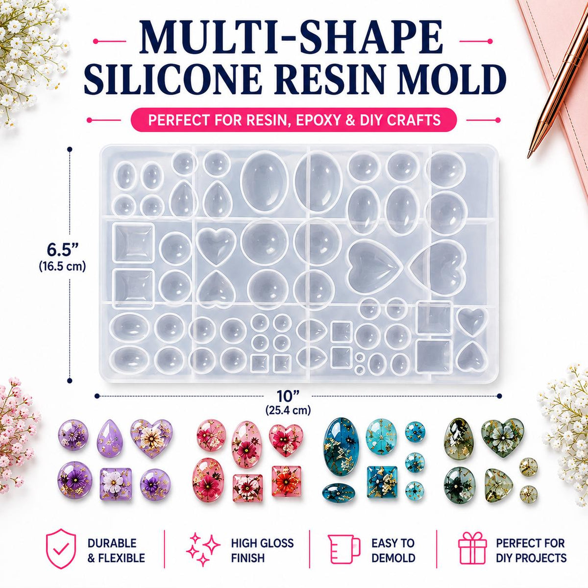 Multi-Shape Silicone Resin Mold – Cabochon Set