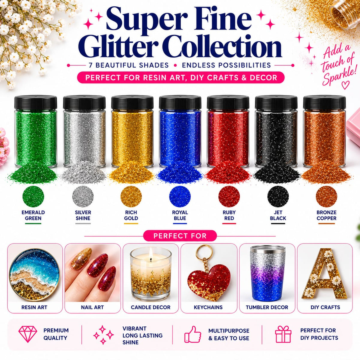 Super Fine Glitter Collection – 7 Beautiful Shades