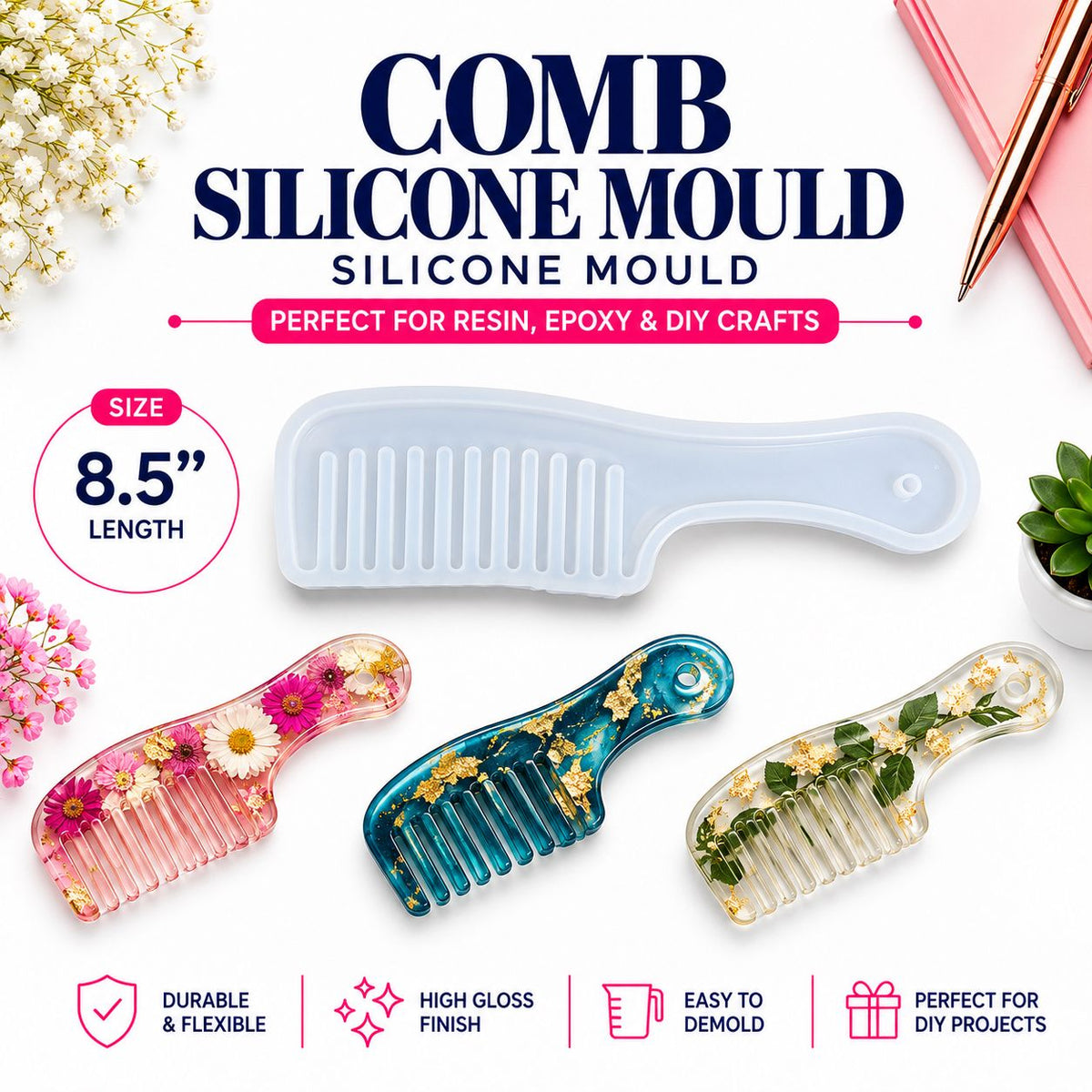 Comb Silicone Mould – Resin Hair Comb 8.5"