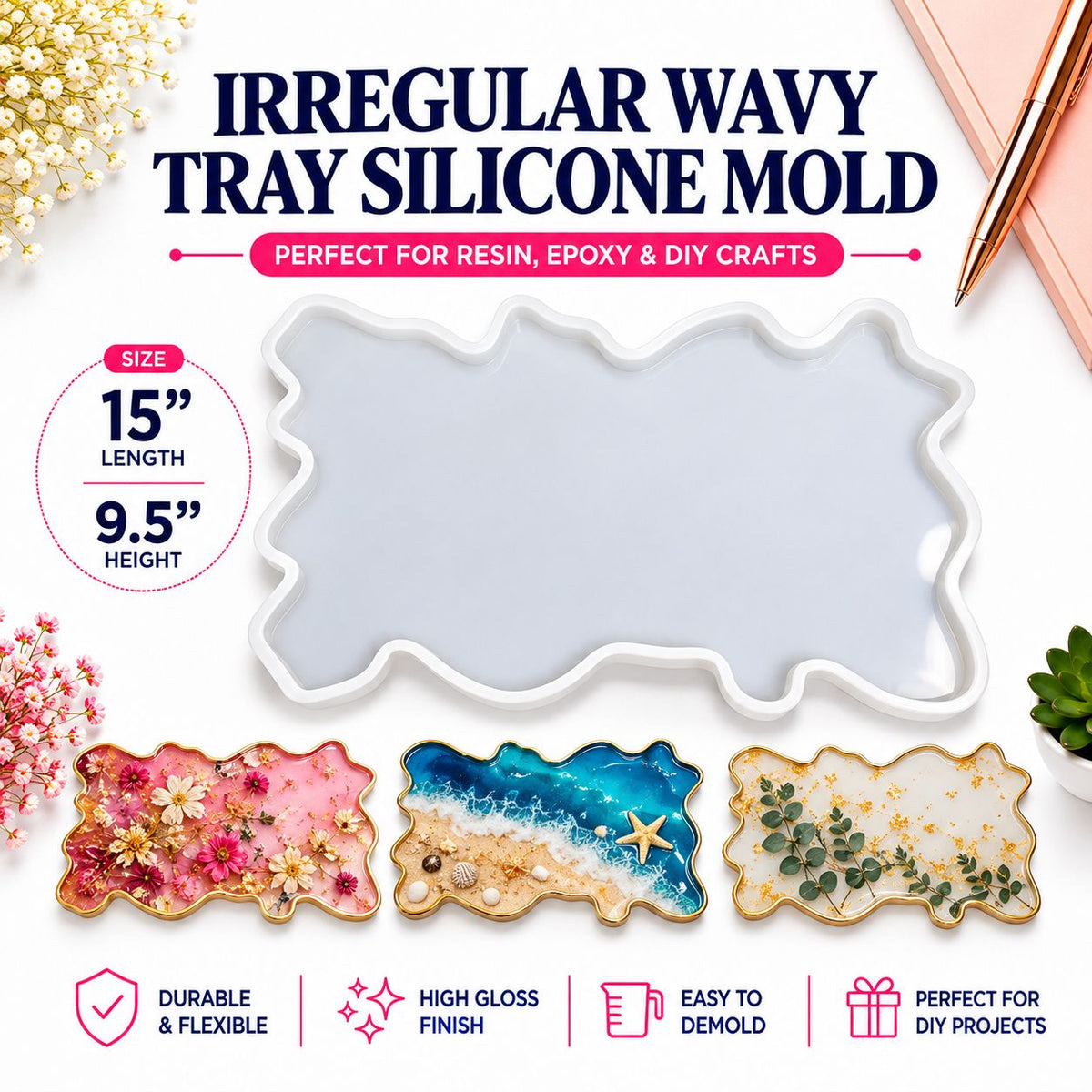 Irregular Wavy Tray Silicone Mold 15"