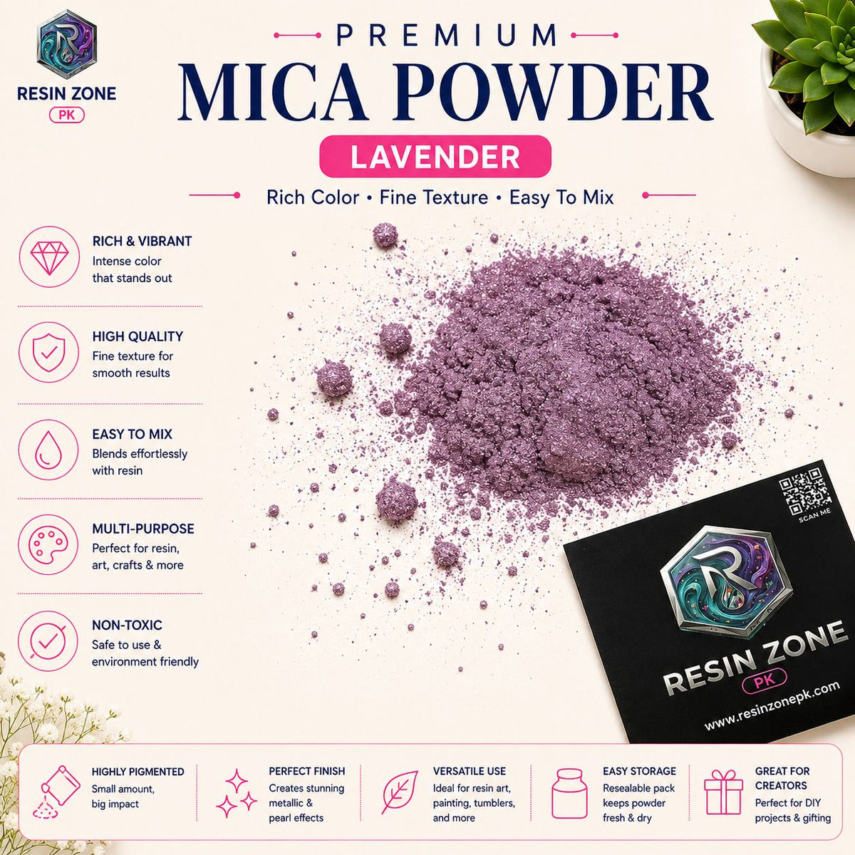 Premium Mica Powder – Lavender Shimmer