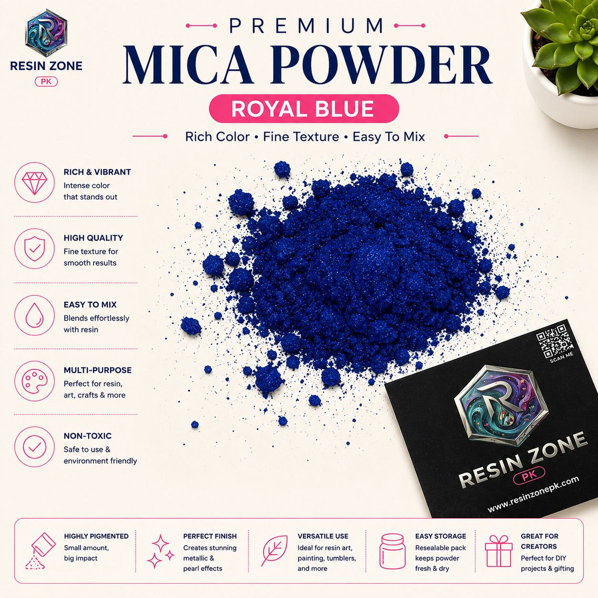Premium Mica Powder – Royal Blue Shimmer