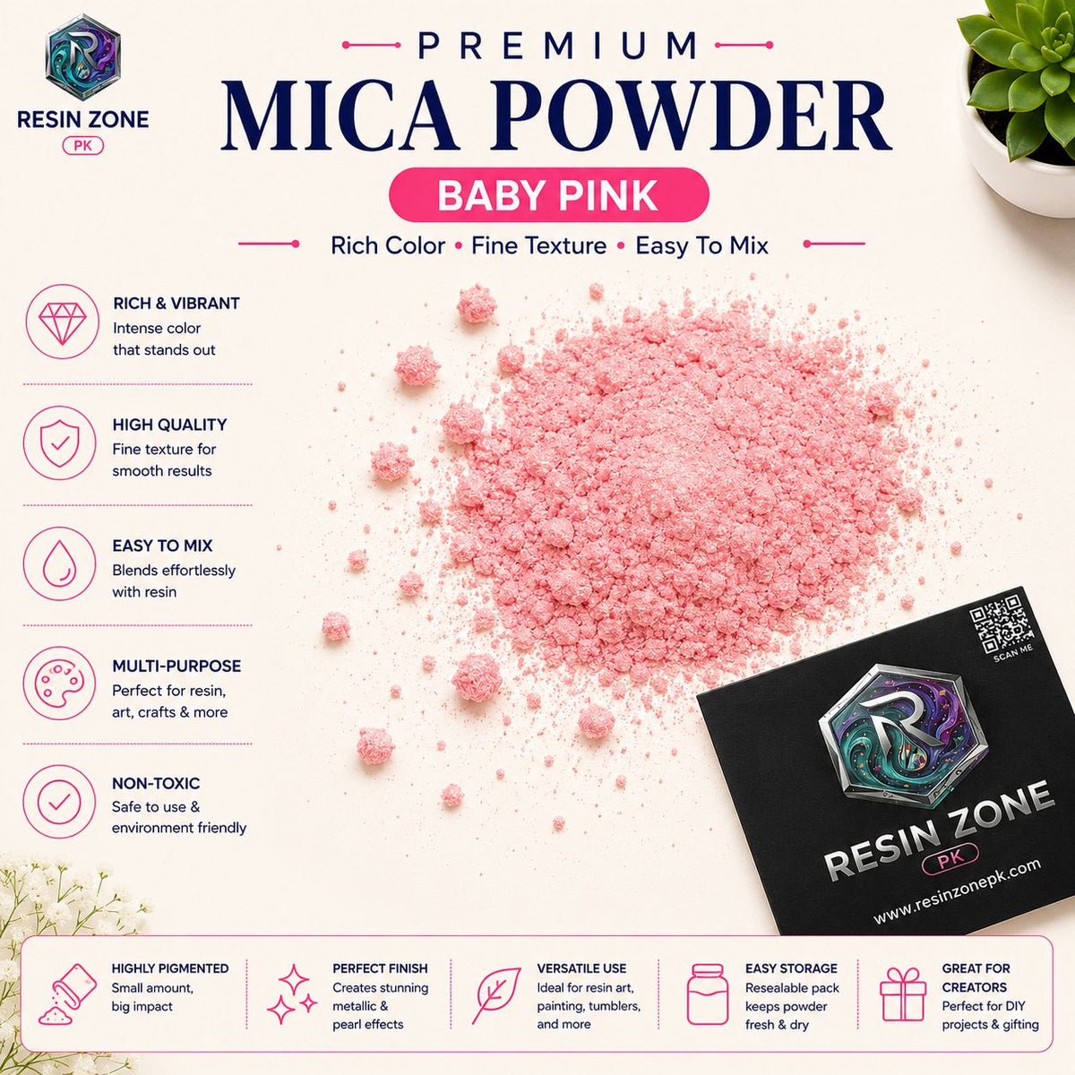 Premium Mica Powder – Baby Pink Shimmer