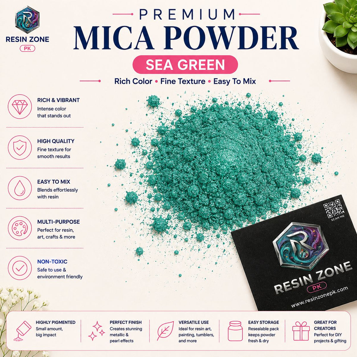 Premium Mica Powder – Sea Green Shimmer
