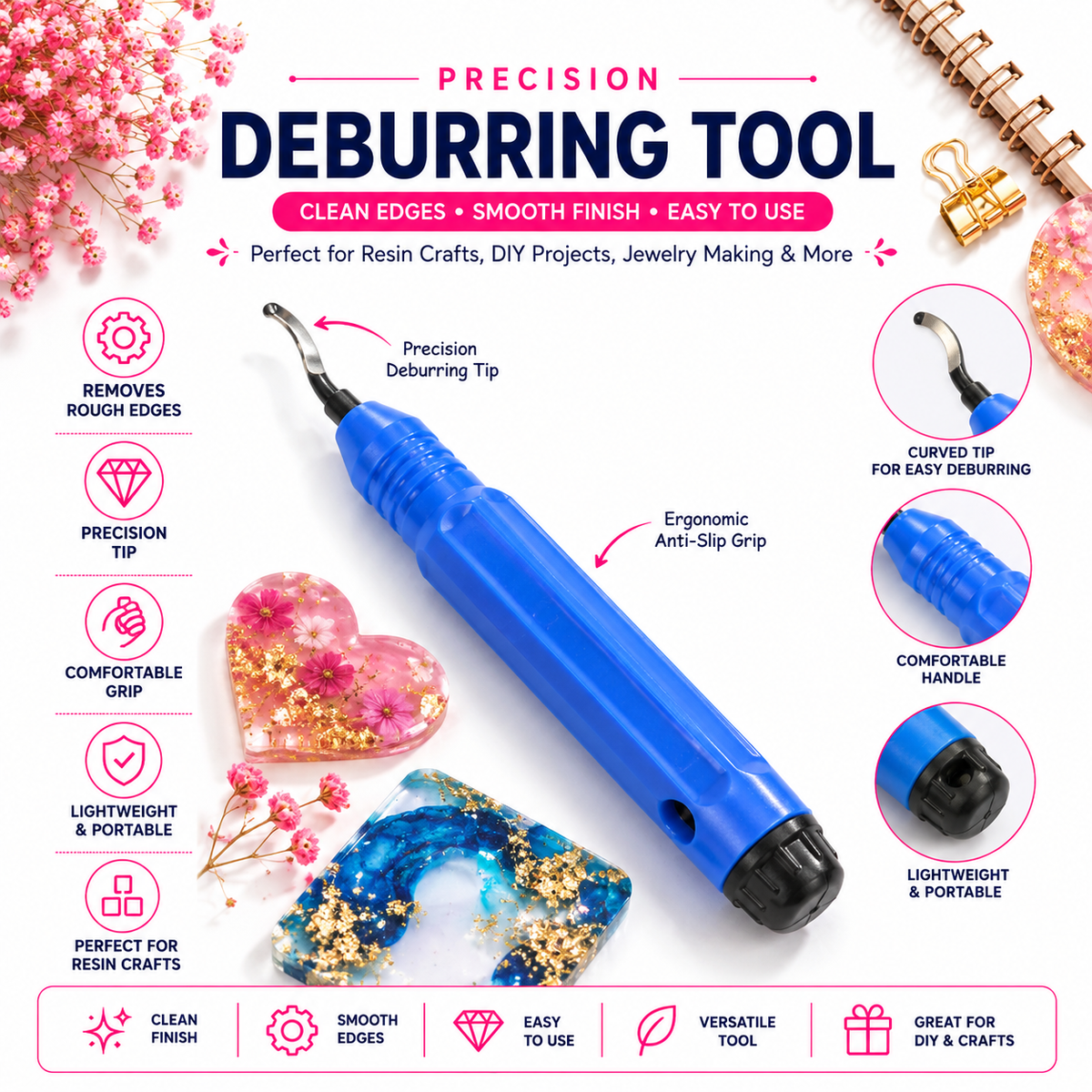 Precision Deburring Tool for Resin Art &amp; DIY Crafts