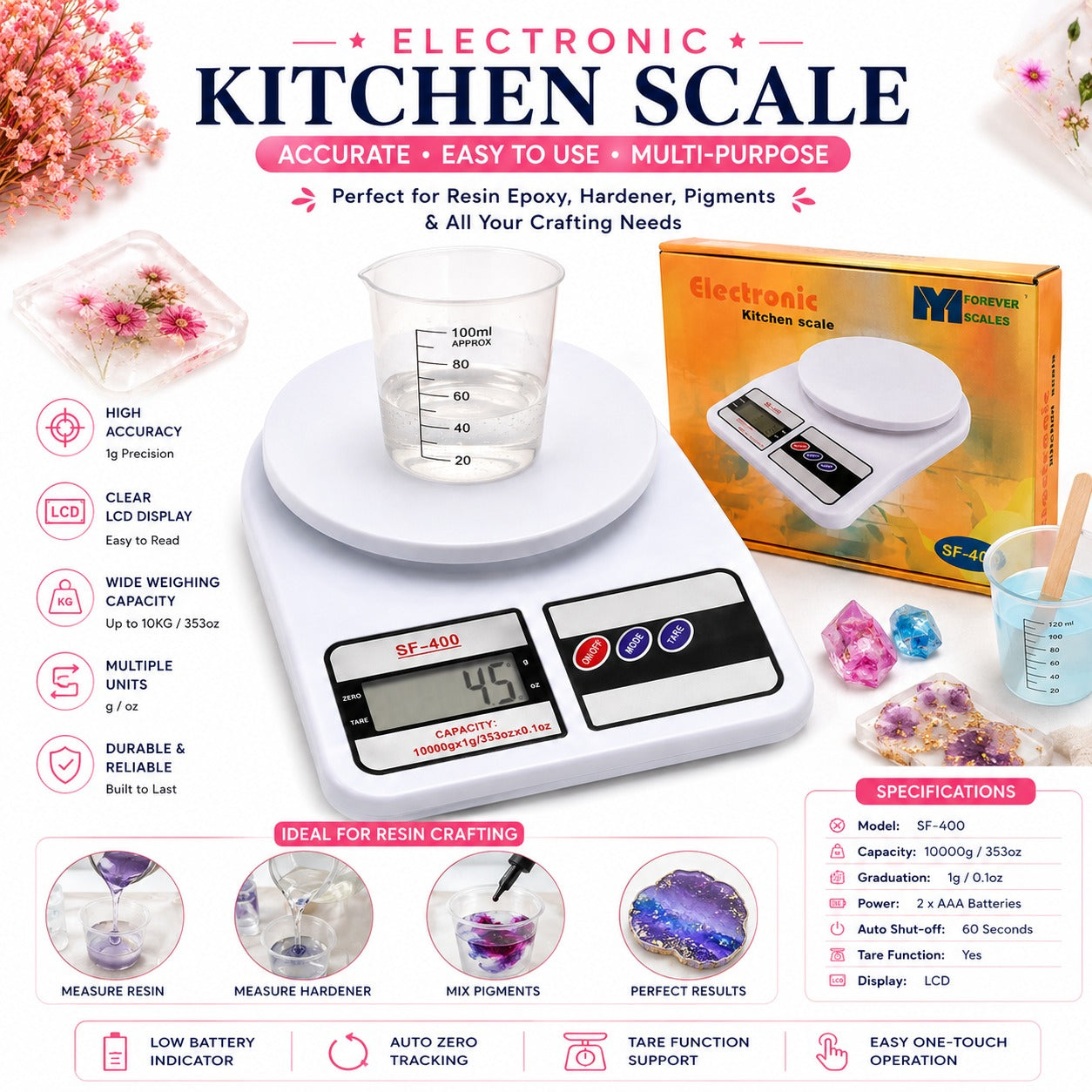 Electronic Kitchen Scale SF-400 – Resin & Hardener Scale