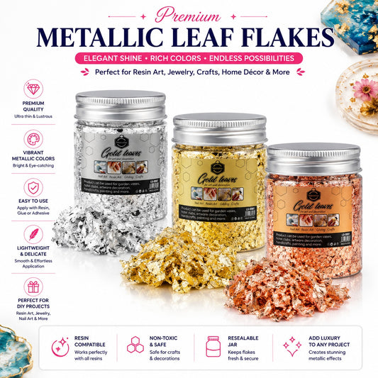 Premium Metallic Leaf Flakes for Resin Art