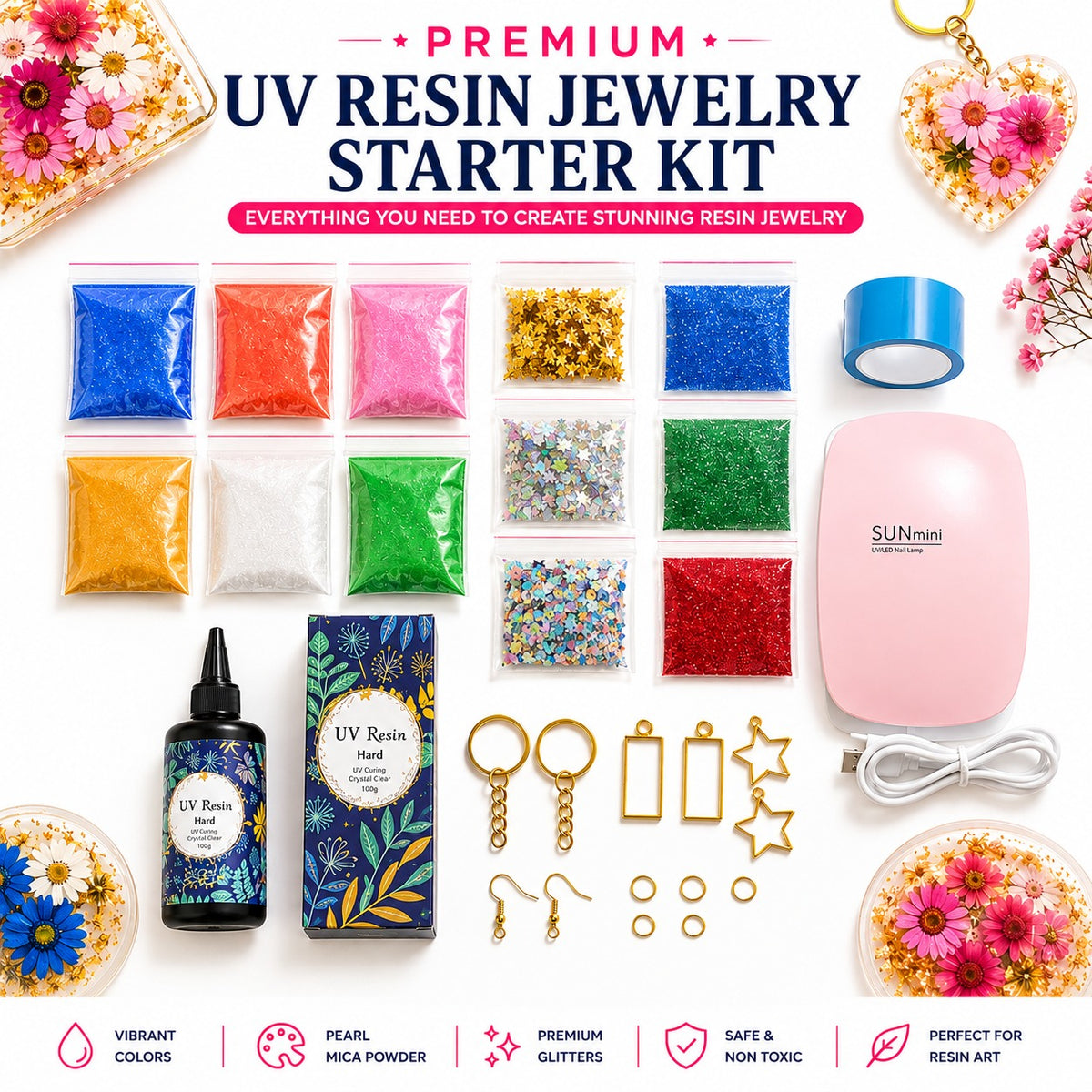 UV Resin Art Beginner Kit — Complete Starter Set for Keychains, Pendants & Small Crafts