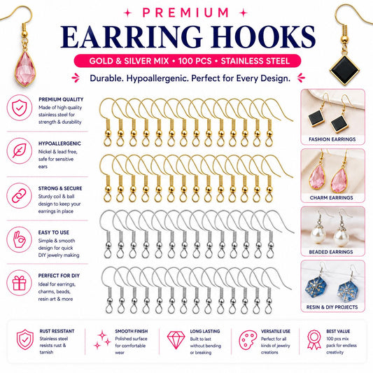 Premium Earring Hooks – Gold & Silver, Sold by Weight