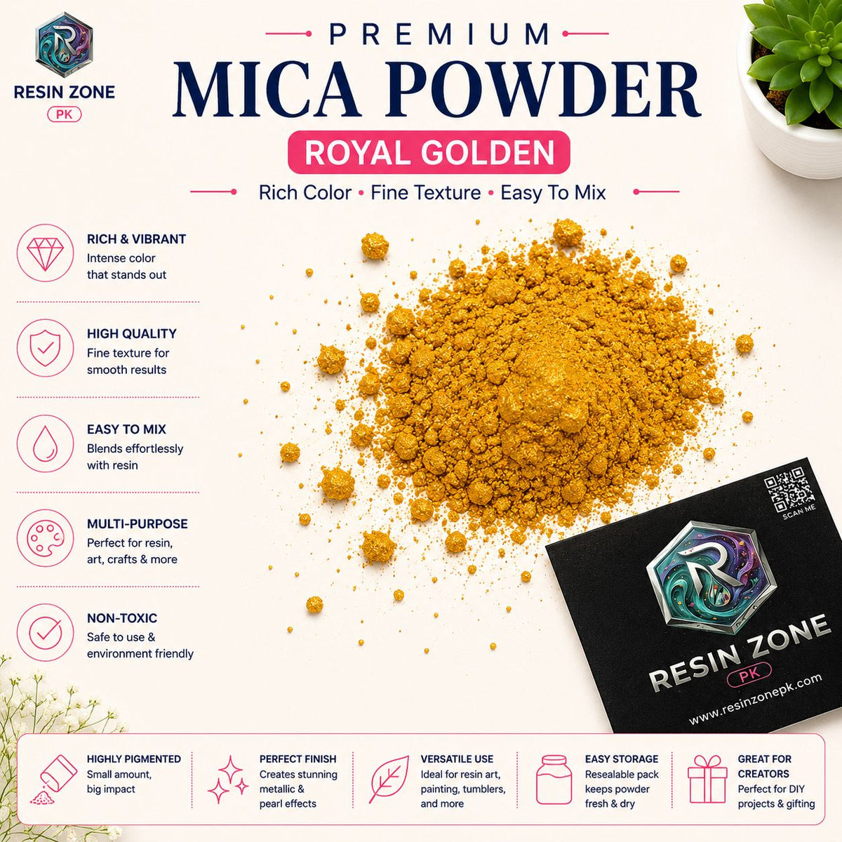 Premium Mica Powder – Royal Golden Shimmer
