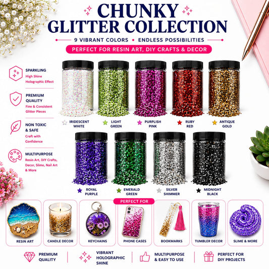 Chunky Glitter Collection – 9 Vibrant Colors