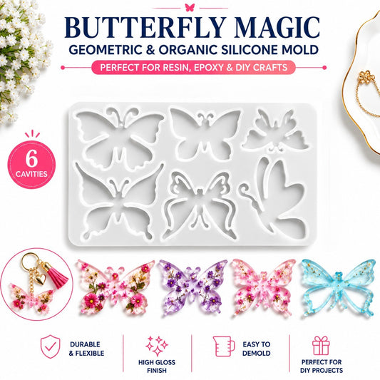Butterfly Magic Silicone Resin Mold – 6 Cavities